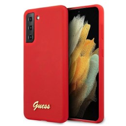 Guess GUHCS21SLSLMGRE S21 G991 czerwony/red hardcase Silicone Script Metal Logo