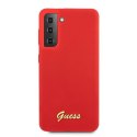 Guess GUHCS21SLSLMGRE S21 G991 czerwony/red hardcase Silicone Script Metal Logo