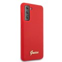 Guess GUHCS21SLSLMGRE S21 G991 czerwony/red hardcase Silicone Script Metal Logo