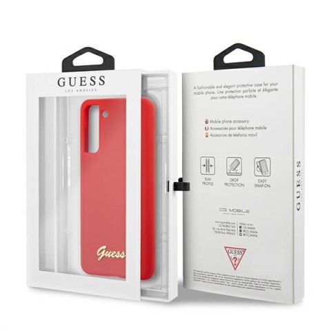Guess GUHCS21SLSLMGRE S21 G991 czerwony/red hardcase Silicone Script Metal Logo