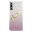 Guess GUHCS21SPCUGLSPI S21 G991 różowy/pink hardcase Glitter Gradient Script