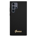 Guess GUHCS22LLSLMGBK S22 Ultra S908 czarny/black hardcase Silicone Script Metal Logo