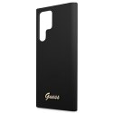 Guess GUHCS22LLSLMGBK S22 Ultra S908 czarny/black hardcase Silicone Script Metal Logo