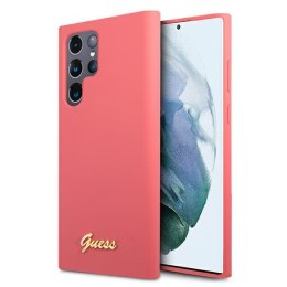 Guess GUHCS22LLSLMGFU S22 Ultra S908 fuksja/fuchsia hardcase Silicone Script Metal Logo