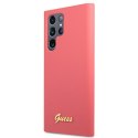 Guess GUHCS22LLSLMGFU S22 Ultra S908 fuksja/fuchsia hardcase Silicone Script Metal Logo