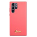 Guess GUHCS22LLSLMGFU S22 Ultra S908 fuksja/fuchsia hardcase Silicone Script Metal Logo