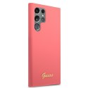 Guess GUHCS22LLSLMGFU S22 Ultra S908 fuksja/fuchsia hardcase Silicone Script Metal Logo