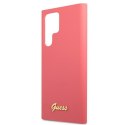 Guess GUHCS22LLSLMGFU S22 Ultra S908 fuksja/fuchsia hardcase Silicone Script Metal Logo