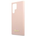 Guess GUHCS22LLSLMGPP S22 Ultra S908 różowy/pink hardcase Silicone Script Metal Logo