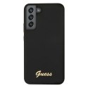 Guess GUHCS22SLSLMGBK S22 S901 czarny/black hardcase Silicone Script Metal Logo