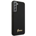 Guess GUHCS22SLSLMGBK S22 S901 czarny/black hardcase Silicone Script Metal Logo