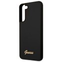 Guess GUHCS22SLSLMGBK S22 S901 czarny/black hardcase Silicone Script Metal Logo