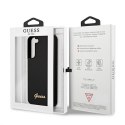 Guess GUHCS22SLSLMGBK S22 S901 czarny/black hardcase Silicone Script Metal Logo