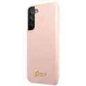 Guess GUHCS22SLSLMGPP S22 S901 różowy/pink hardcase Silicone Script Metal Logo