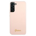 Guess GUHCS22SLSLMGPP S22 S901 różowy/pink hardcase Silicone Script Metal Logo