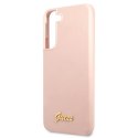 Guess GUHCS22SLSLMGPP S22 S901 różowy/pink hardcase Silicone Script Metal Logo