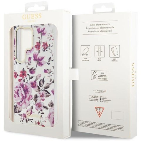 Guess GUHCS23LHCFWST S23 Ultra S918 biały/white hardcase Flower Collection