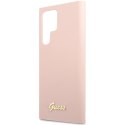 Guess GUHCS23LLSLMGPP S23 Ultra S918 różowy/pink hardcase Silicone Script Metal Logo