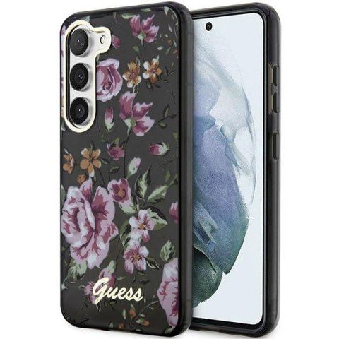 Guess GUHCS23SHCFWSK S23 S911 czarny/black hardcase Flower Collection