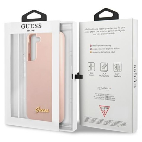 Guess GUHCS23SLSLMGPP S23 S911 różowy/pink hardcase Silicone Script Metal Logo