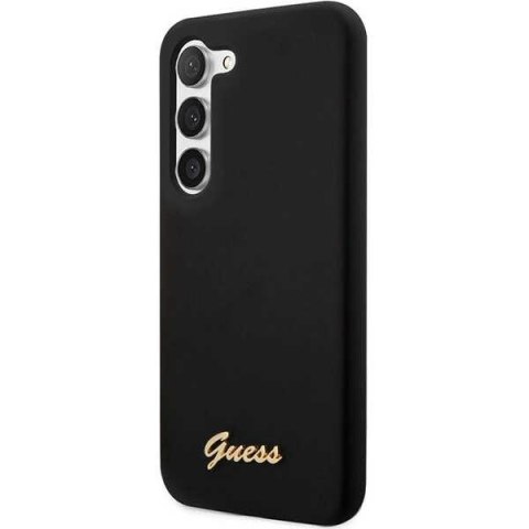 Guess GUHCS23SSLSMK S23 S911 czarny/black hardcase Silicone Vintage Gold Logo