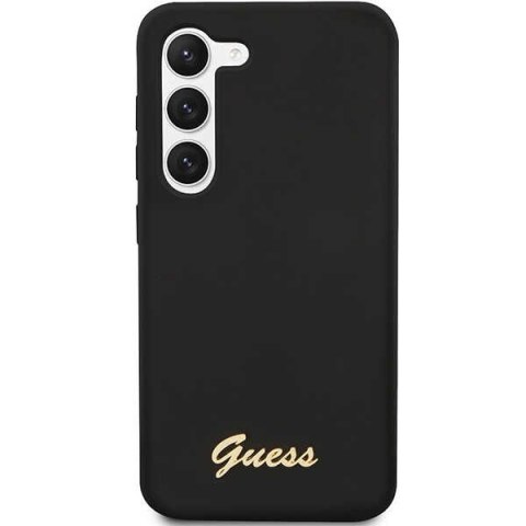Guess GUHCS23SSLSMK S23 S911 czarny/black hardcase Silicone Vintage Gold Logo
