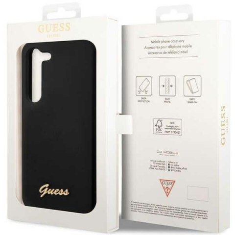 Guess GUHCS23SSLSMK S23 S911 czarny/black hardcase Silicone Vintage Gold Logo