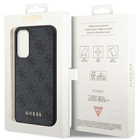 Guess GUHCSA34G4GFGR A34 5G A346 szary/grey hard case 4G Metal Gold Logo