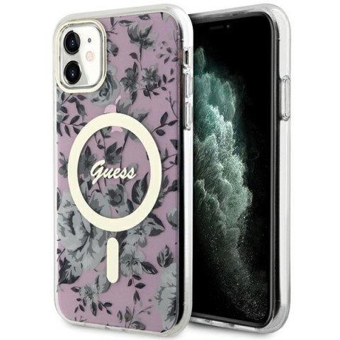 Guess GUHMN61HCFWSP iPhone 11 / Xr 6.1" różowy/pink hardcase Flower MagSafe