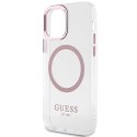 Guess GUHMP12MHTRMP iPhone 12/12 Pro 6.1" różowy/pink hard case Metal Outline Magsafe