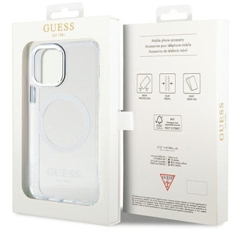 Guess GUHMP12MHTRMS iPhone 12/12 Pro 6.1" srebrny/silver hard case Metal Outline Magsafe