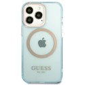 Guess GUHMP13LHTCMB iPhone 13 Pro / 13 6,1" niebieski/blue hard case Gold Outline Translucent MagSafe