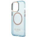 Guess GUHMP13LHTCMB iPhone 13 Pro / 13 6,1" niebieski/blue hard case Gold Outline Translucent MagSafe