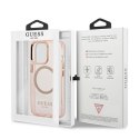 Guess GUHMP13LHTCMP iPhone 13 Pro / 13 6,1" różowy/pink hard case Gold Outline Translucent MagSafe