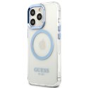 Guess GUHMP13LHTRMB iPhone 13 Pro / 13 6,1" niebieski/blue hard case Metal Outline Magsafe