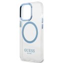 Guess GUHMP13LHTRMB iPhone 13 Pro / 13 6,1" niebieski/blue hard case Metal Outline Magsafe