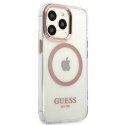 Guess GUHMP13LHTRMP iPhone 13 Pro / 13 6,1" różowy/pink hard case Metal Outline Magsafe