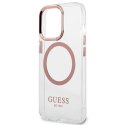 Guess GUHMP13LHTRMP iPhone 13 Pro / 13 6,1" różowy/pink hard case Metal Outline Magsafe