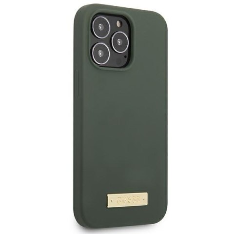 Guess GUHMP13LSPLA iPhone 13 Pro / 13 6,1" zielony/khaki hard case Silicone Logo Plate MagSafe