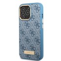 Guess GUHMP13LU4GPRB iPhone 13 Pro / 13 6,1" niebieski/blue hard case 4G Logo Plate MagSafe