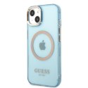 Guess GUHMP13MHTCMB iPhone 13 6,1" niebieski/blue hard case Gold Outline Translucent MagSafe