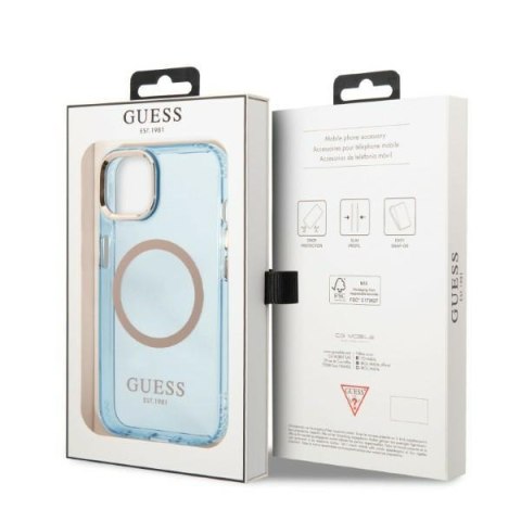 Guess GUHMP13MHTCMB iPhone 13 6,1" niebieski/blue hard case Gold Outline Translucent MagSafe