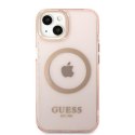 Guess GUHMP13MHTCMP iPhone 13 6,1" różowy/pink hard case Gold Outline Translucent MagSafe