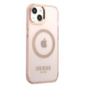 Guess GUHMP13MHTCMP iPhone 13 6,1" różowy/pink hard case Gold Outline Translucent MagSafe