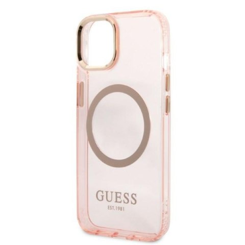Guess GUHMP13MHTCMP iPhone 13 6,1" różowy/pink hard case Gold Outline Translucent MagSafe