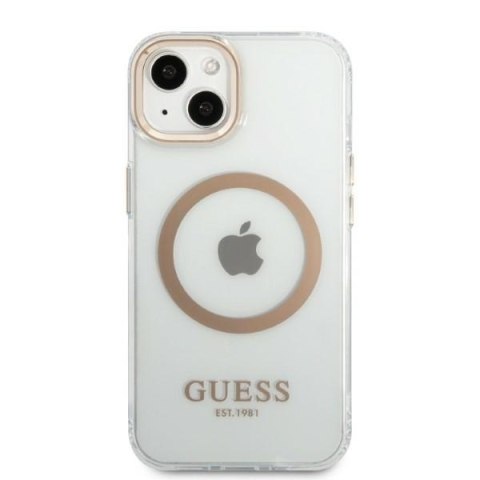Guess GUHMP13MHTRMD iPhone 13 6,1" złoty/gold hard case Metal Outline Magsafe