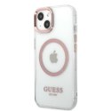 Guess GUHMP13MHTRMP iPhone 13 6,1" różowy/pink hard case Metal Outline Magsafe