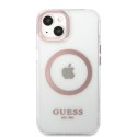 Guess GUHMP13MHTRMP iPhone 13 6,1" różowy/pink hard case Metal Outline Magsafe