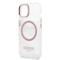 Guess GUHMP13MHTRMP iPhone 13 6,1" różowy/pink hard case Metal Outline Magsafe