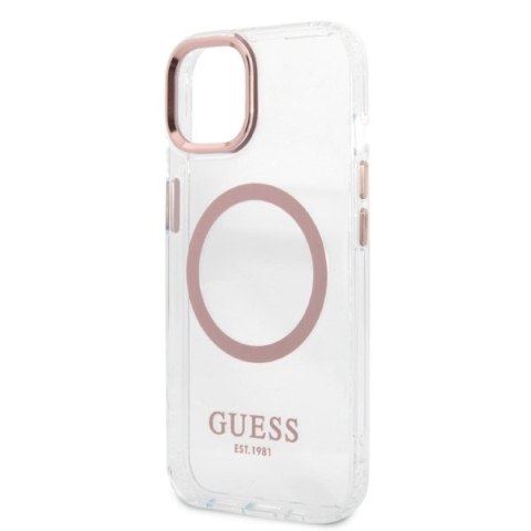 Guess GUHMP13MHTRMP iPhone 13 6,1" różowy/pink hard case Metal Outline Magsafe